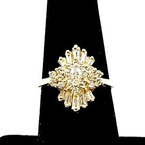 Vintage Estate 14k Yellow Gold Round Cut Diamond Ring Cluster Design .80CT/4.7g